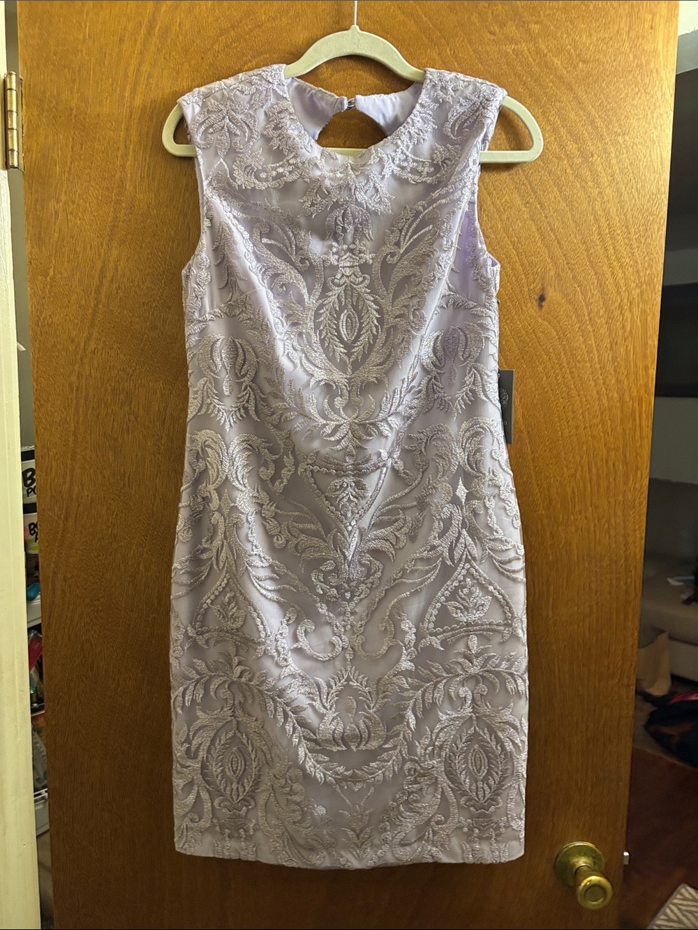 Vince Camuto Lilac Embroidered Sheath Midi Dress